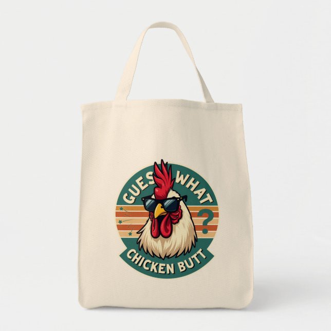 Bolsa Tote Design de piada engraçada de frango retro (Frente)