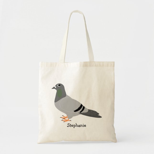 Bolsa Tote Design de Pombo Personalizado (Frente)