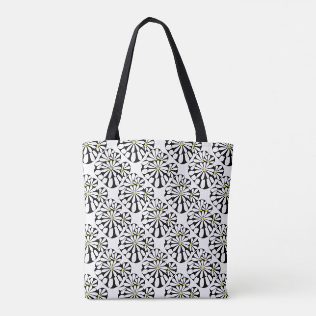 Bolsa Tote Design de preto e branco absoluto moderno | (Verso)