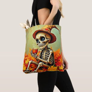 Bolsa Tote Design de Quebra de Café do Skeleton de outono ass