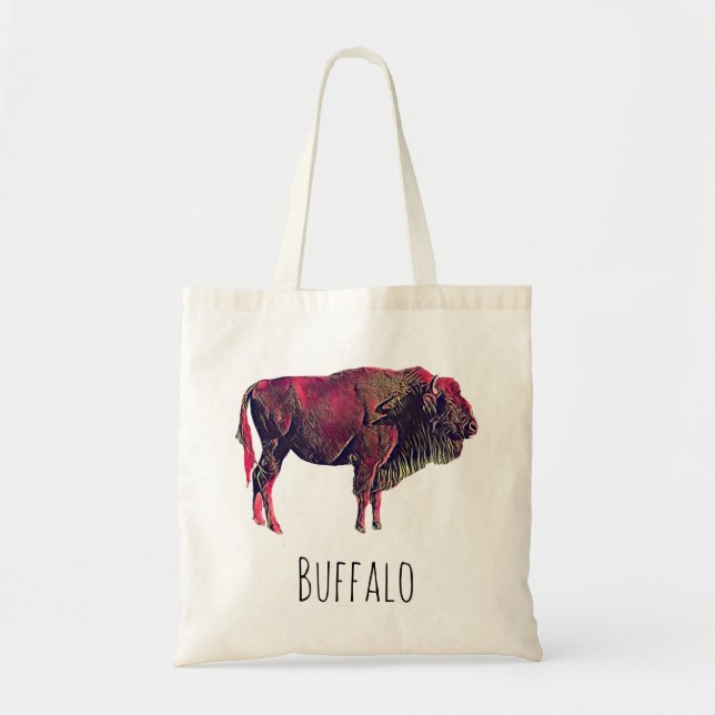 Bolsa Tote Design de Retrato de Buffalo para Bison ou Animal  (Frente)