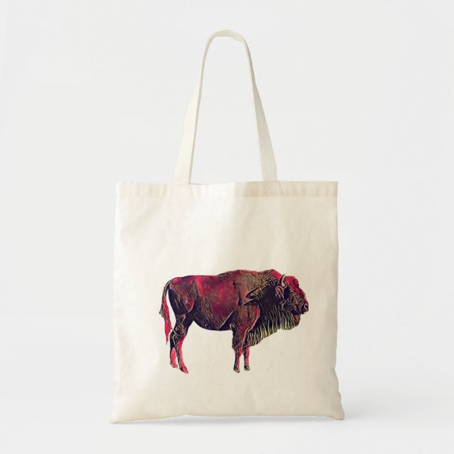 Bolsa Tote Design de Retrato de Buffalo para Bison ou Animal  (Frente)