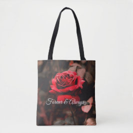Bolsa Tote Design de Rosa vermelha Chic - Personalização Flor
