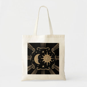 Bolsa Tote design de saco espiritual, sol e lua.