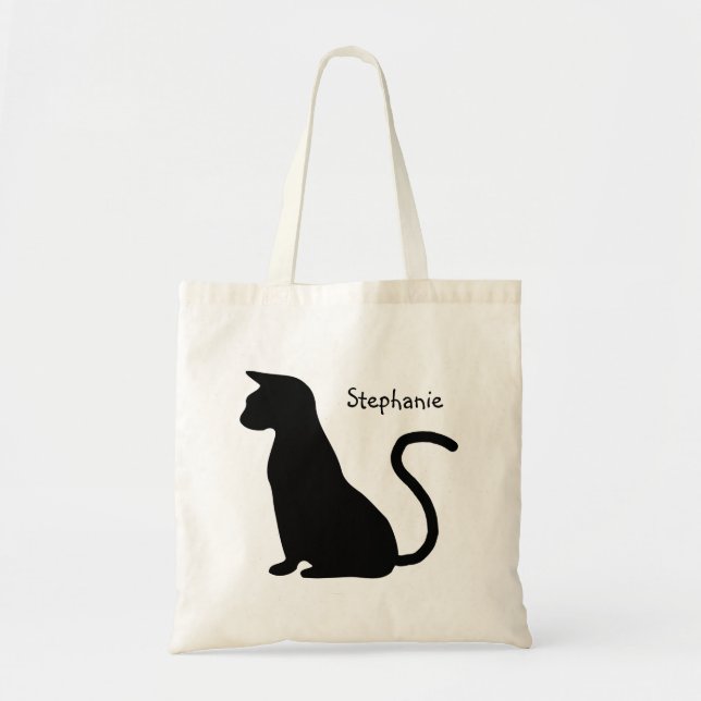 Bolsa Tote Design de Silhueta de Gato (Frente)