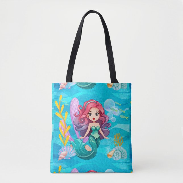 Bolsa Tote design de sirene mística (Frente)