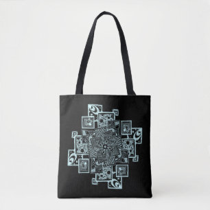 Bolsa Tote Design de tangente de linhas texturizadas a preto