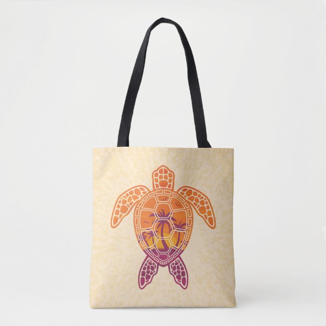 Bolsa Tote Design de Tartaruga do Mar Solar Tropical (Frente)