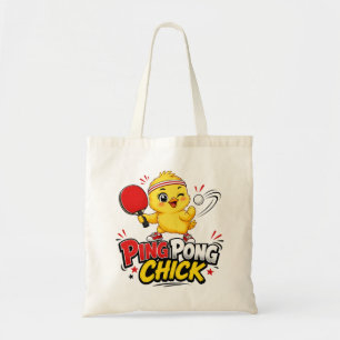 Bolsa Tote Design de Tênis de Mesa Fofo com Frango Ping Pong