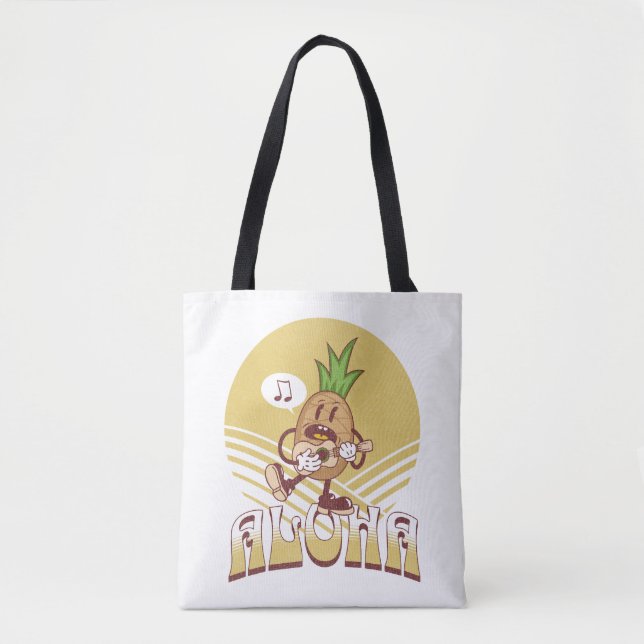 Bolsa Tote Design de texto "Aloha" com estilo retrô (Frente)