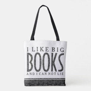 Bolsa Tote Design de texto Branco e Preto Eu Gosto De Livros 