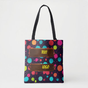 Bolsa Tote design de texto com logotipo bolinhas