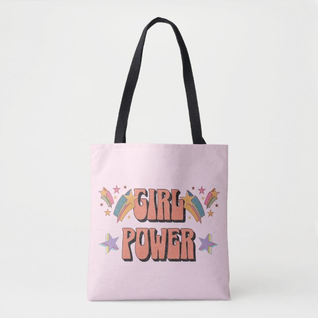 Bolsa Tote Design de texto de energia para garotas com estrel (Frente)