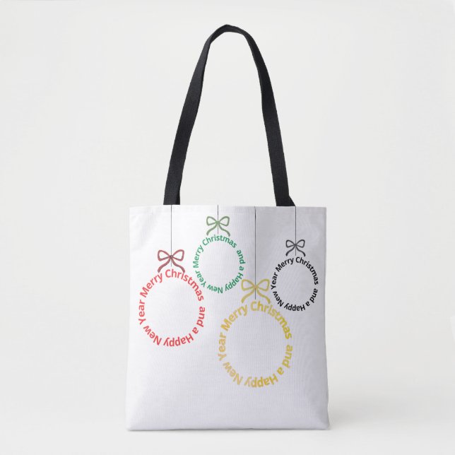Bolsa Tote Design de Texto de Enfeites de Natal (Frente)