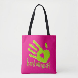 Bolsa Tote Design de texto e gráfico: Mão no coração