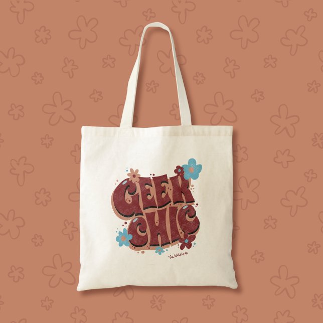 Bolsa Tote Design de texto Floral Com geek Chic (Criador carregado)