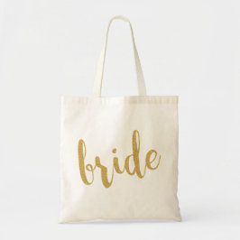 Bolsa Tote Design de texto Moderno com Glitter Dourado-Bride