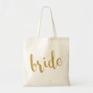 Bolsa Tote Design de texto Moderno com Glitter Dourado-Bride
