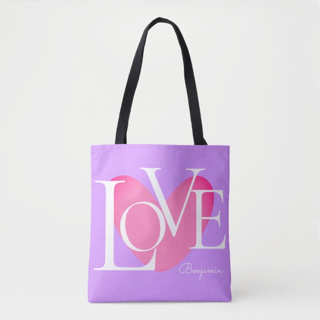 Bolsa Tote Design de texto Moderno de Tipografia LOVE (Frente)
