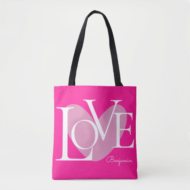 Bolsa Tote Design de texto Moderno de Tipografia LOVE (Frente)