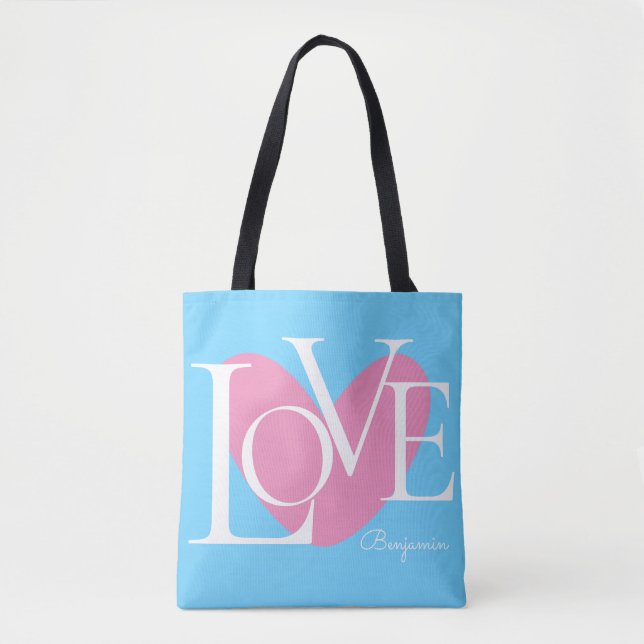 Bolsa Tote Design de texto Moderno de Tipografia LOVE (Frente)