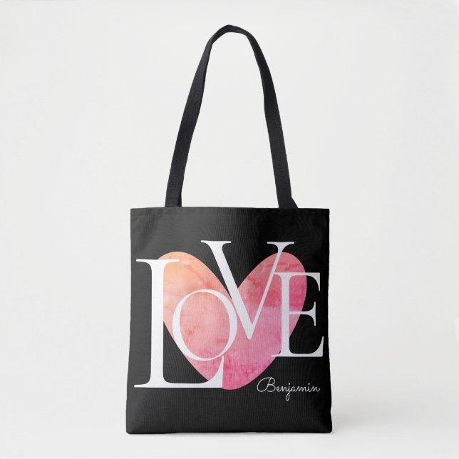 Bolsa Tote Design de texto Moderno de Tipografia LOVE (Frente)