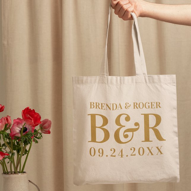 Bolsa Tote Design de Tipografia de Casamento Monograma (Criador carregado)