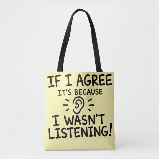 Bolsa Tote Design de Tipografia de Citação Engraçada (Frente)