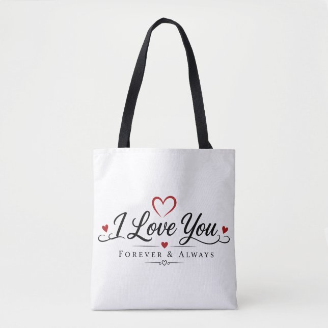 Bolsa Tote Design de Tipografia Eu Te Amo (Frente)