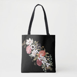 Bolsa Tote Design de Tipografia Floral Soft Mama
