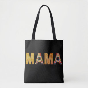 Bolsa Tote Design de Tipografia Patchwork da Mamãe