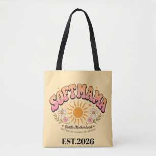 Bolsa Tote Design de Tipografia Retro Pôr do Sol Soft Mama
