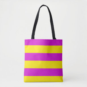 Bolsa Tote Design de tiras roxas e amarelas