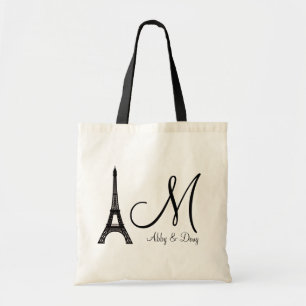 Bolsa Tote Design de torre Eiffel do monograma de DIY