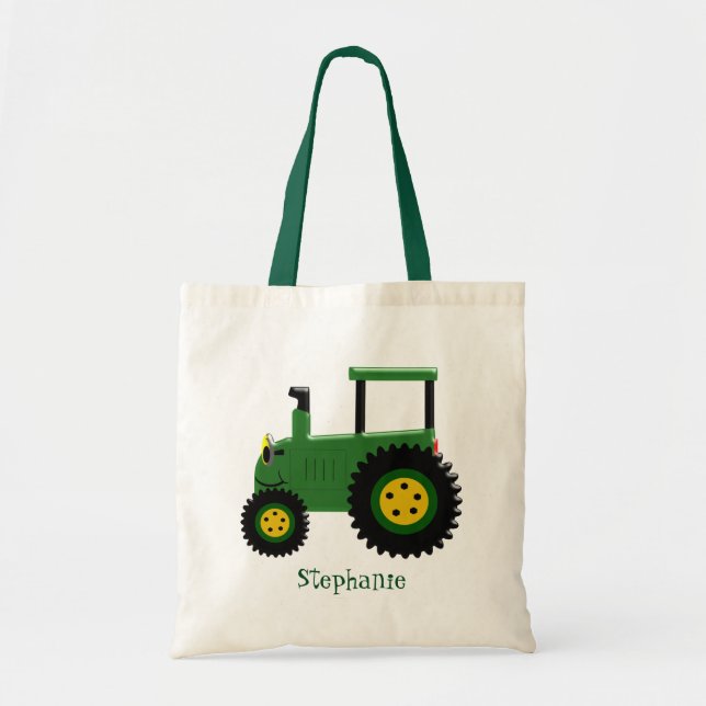 Bolsa Tote Design de Trator Verde (Frente)