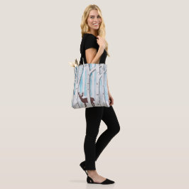 Bolsa Tote Design de veado de inverno em uma barra de ferrame