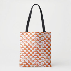 Bolsa Tote Design de veleiro laranja no fundo branco