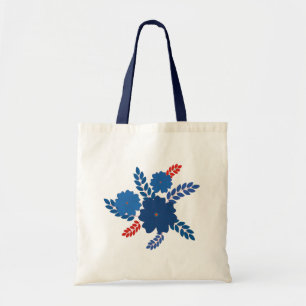 Bolsa Tote Design de vetor de flores azuis simples