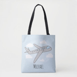 Bolsa Tote Design de Viagem de avião de Garoto Bonito com No