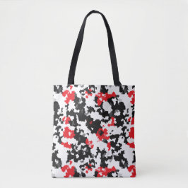 Bolsa Tote Design do abstrato branco-preto vermelho irregular