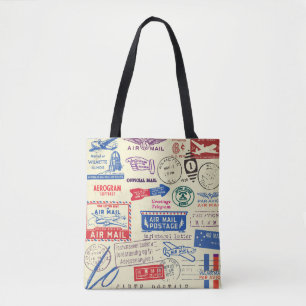 Bolsa Tote Design do Conjunto de Carimbos do Documento Vintag
