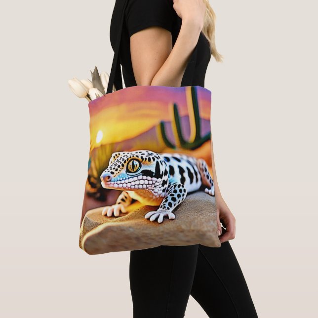 Bolsa Tote Design do Deserto de Gecko Leopard (Close Up)