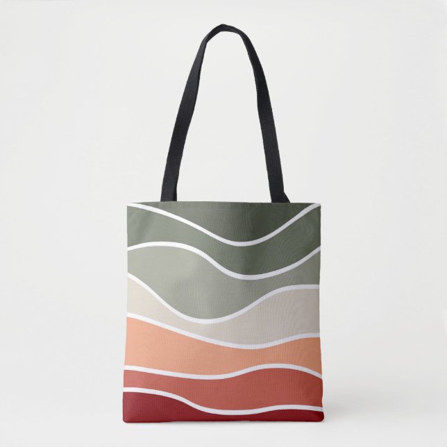 Bolsa Tote Design do estilo retrô verde e vermelho (Frente)