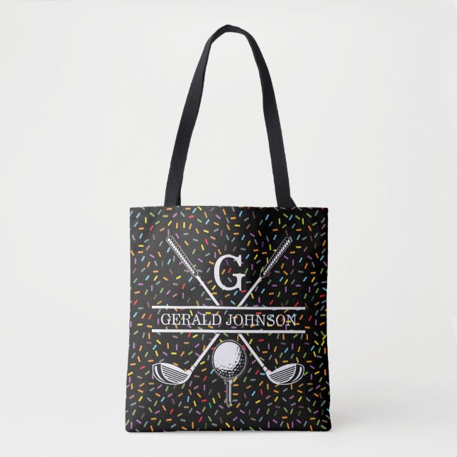 Bolsa Tote Design do Monograma de Golfe de Confetti Personali (Frente)