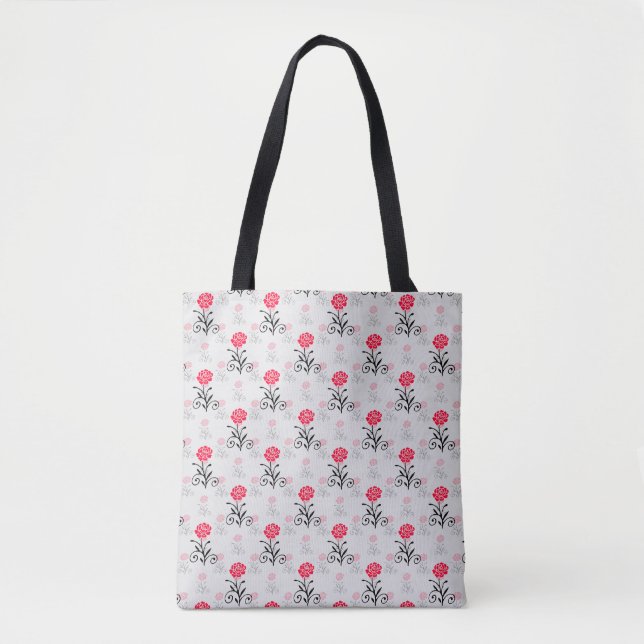 Bolsa Tote Design do Padrão do Pilha do Flor da rosa vermelha (Frente)