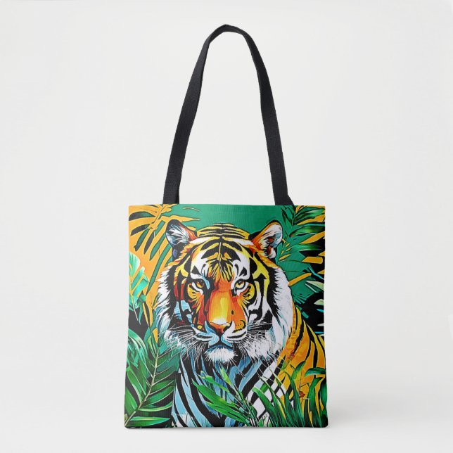 Bolsa Tote Design do Tigre da Selva Tropical (Frente)