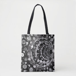 Bolsa Tote Design do túnel floral preto e branco