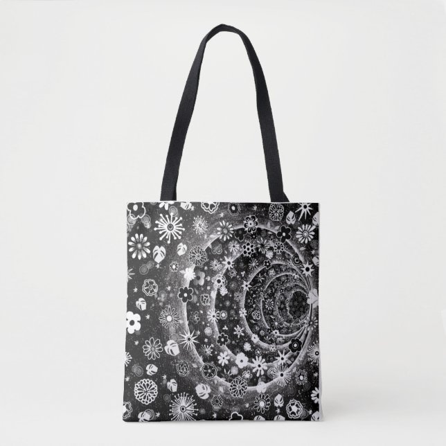 Bolsa Tote Design do túnel floral preto e branco (Frente)