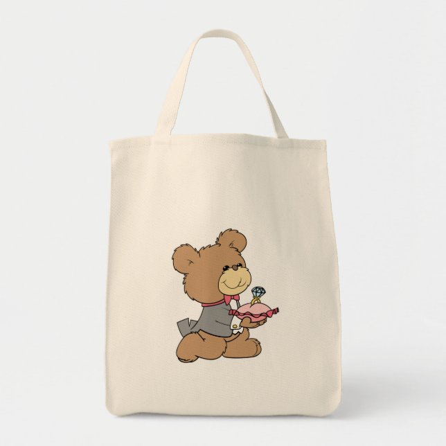 Bolsa Tote design do urso de pelúcia do portador do anel (Frente)