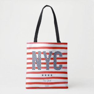 Bolsa Tote Design do vermelho de NYC  , o branco & o azul
